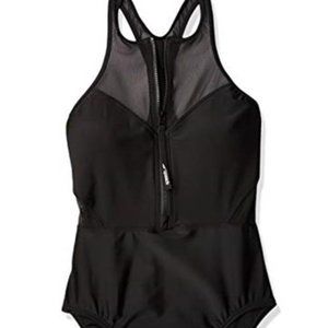 NEW Speedo Swimsuit One Piece High Neck Contemporary Cut, Black, Size 12